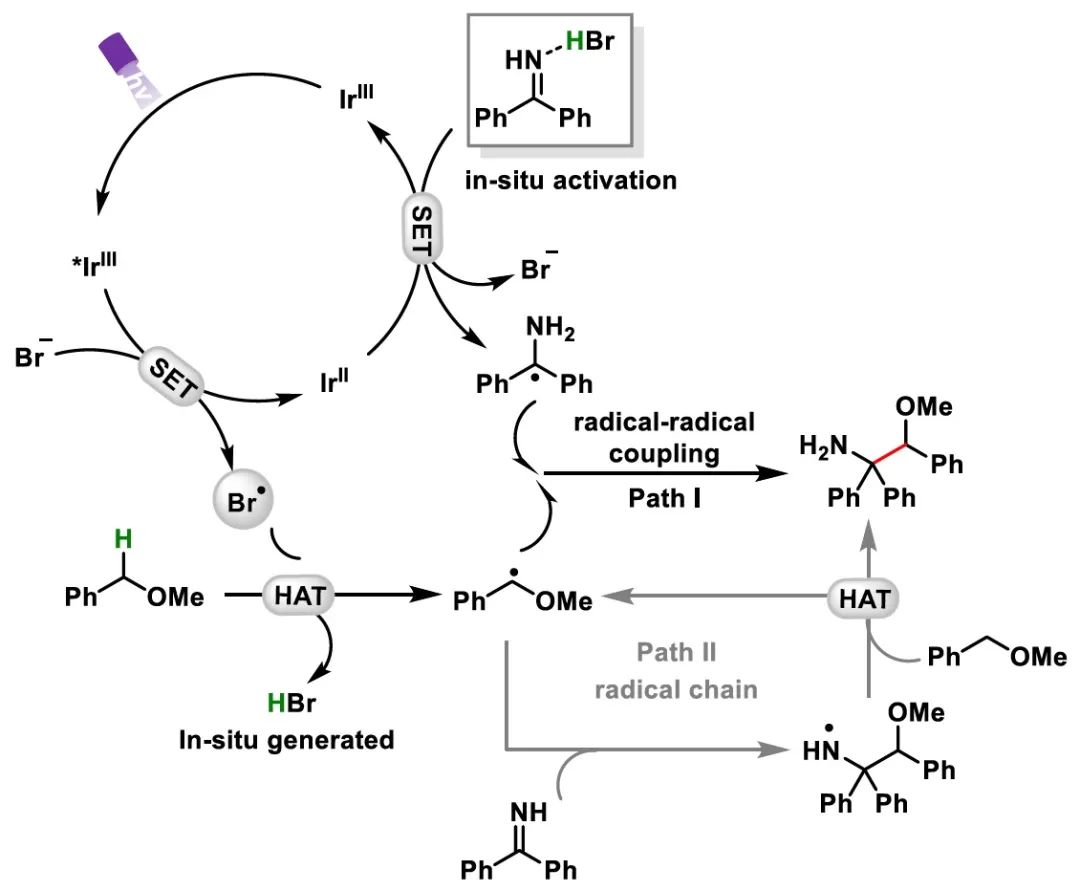 华中科技大学袁伟明课题组Org. Lett.：光催化C(sp3)−H胺烷基化构建α‑叔伯胺